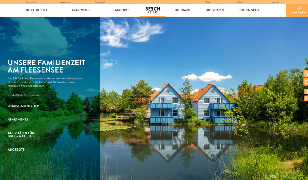Webdesign Referenz Hotellerie BEECH Resort am Fleesensee