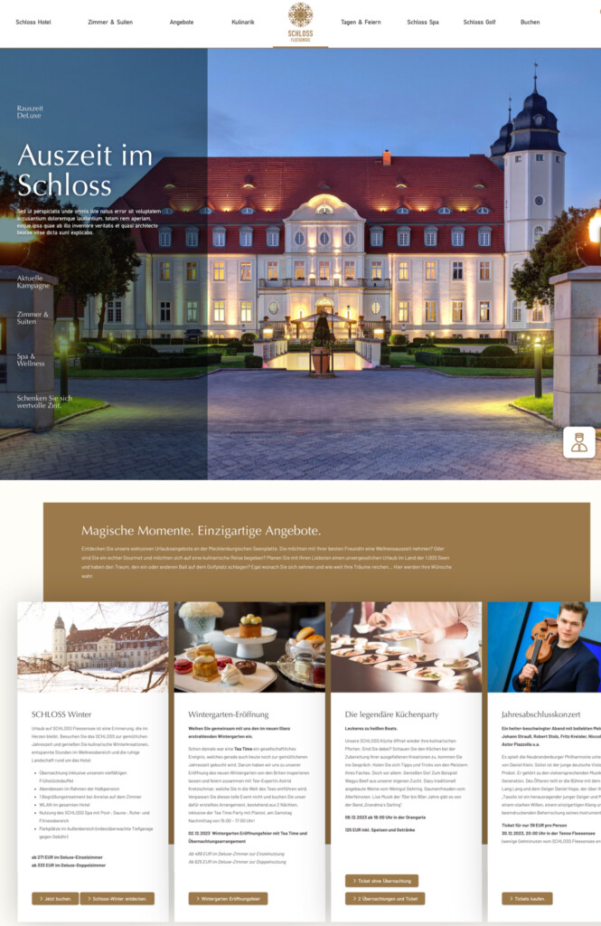 Schloss Fleesensee Website Referenz Homepage