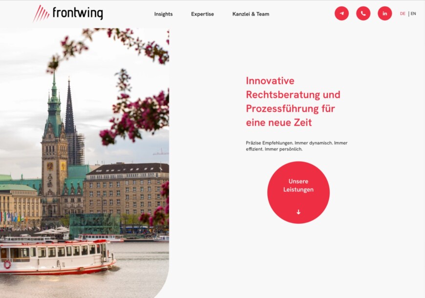 Frontwing Webdesign Referenz der Internetagentur FLOW4 aus Hamburg
