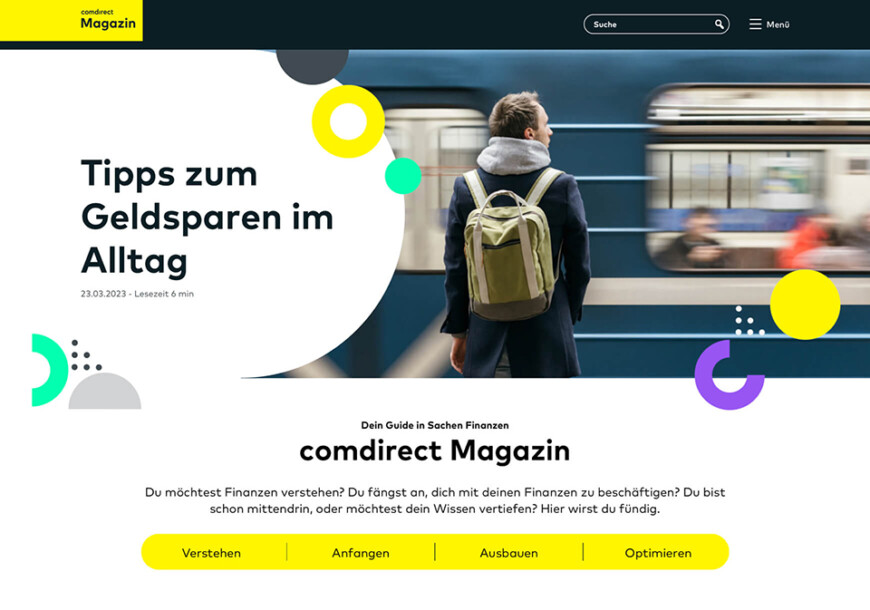 comdirect Magazin Webdesign Referenz WordPress Blog Referenz. Von FLOW4 Webdesign Agentur Hamburg.