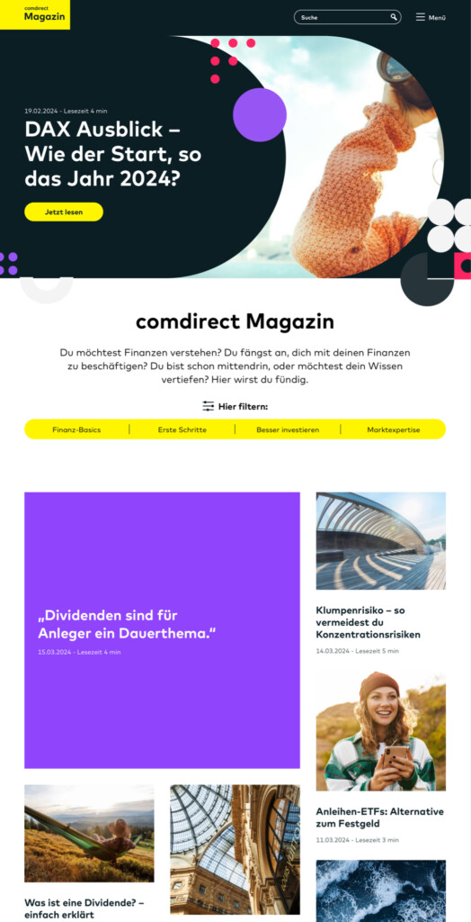 comdirect Magazin webdesign referenz flow4 online marketing und webdesign agentur