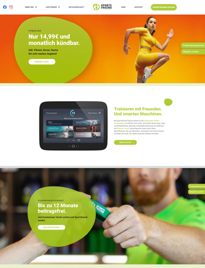 Sportsfreund fitness website Webdesign referenz