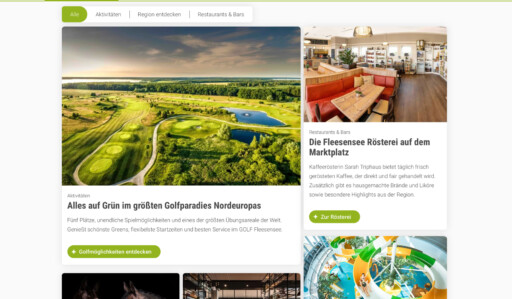 Die Website fleesensee.de präsentiert das Hotels & Sportresort Fleesensee in der Mecklenburgischen Seenplatte.