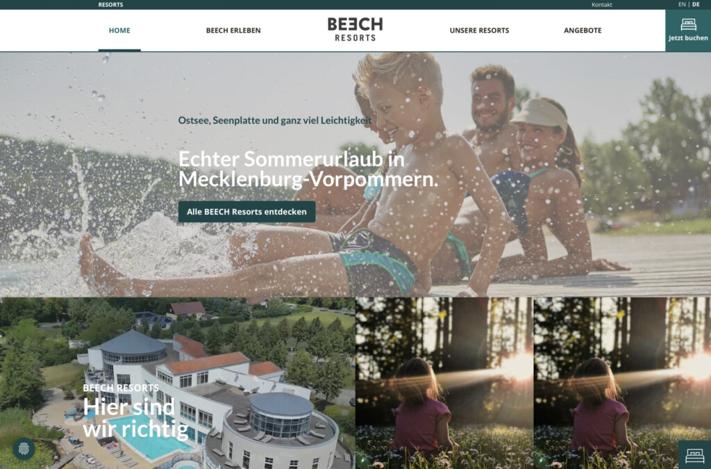 FLOW4 Webdesign Referenz BEECH Resorts — Markenseite der Resort-Familie