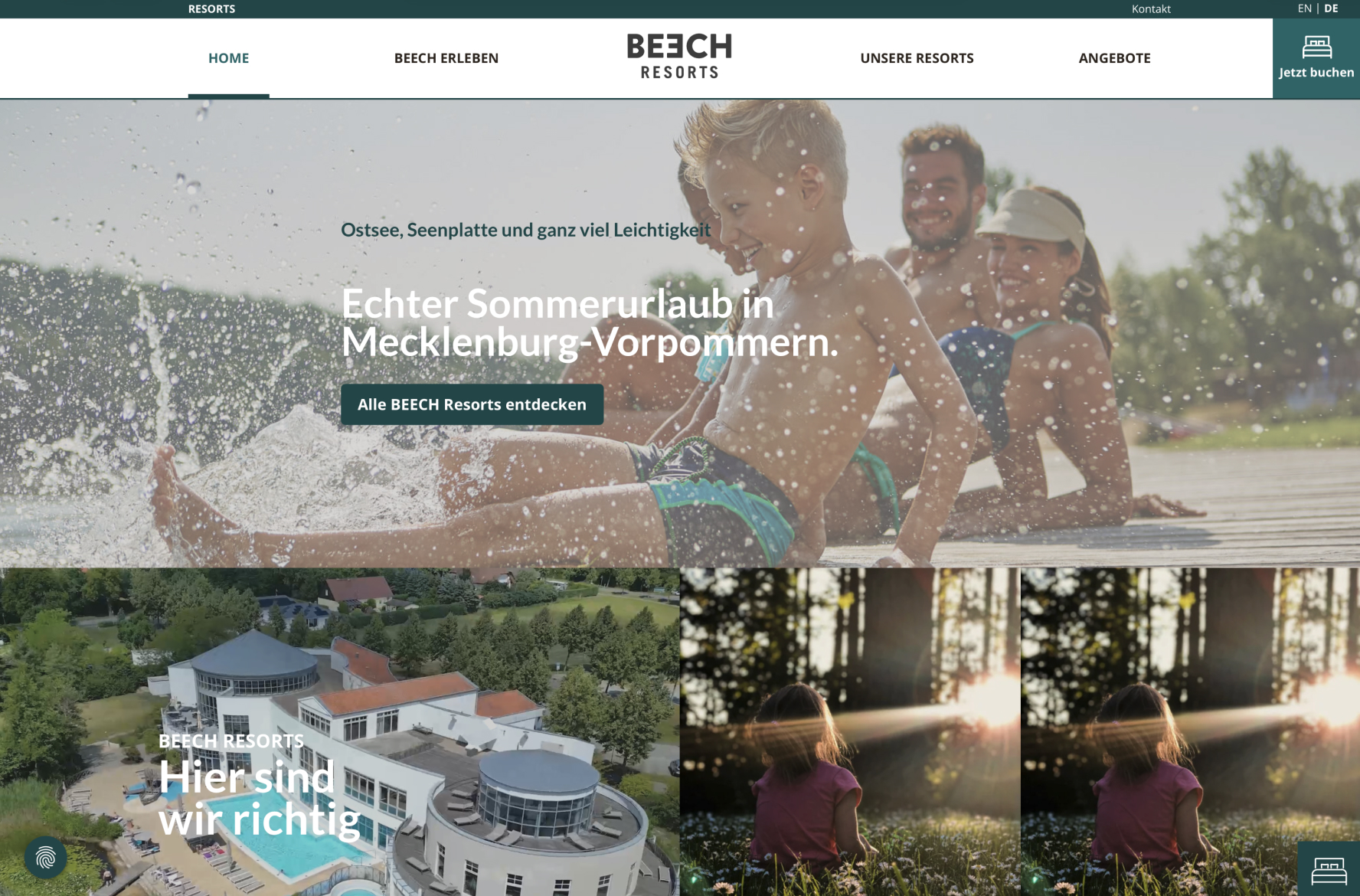 FLOW4 Webdesign Referenz BEECH Resorts — Markenseite der Resort-Familie