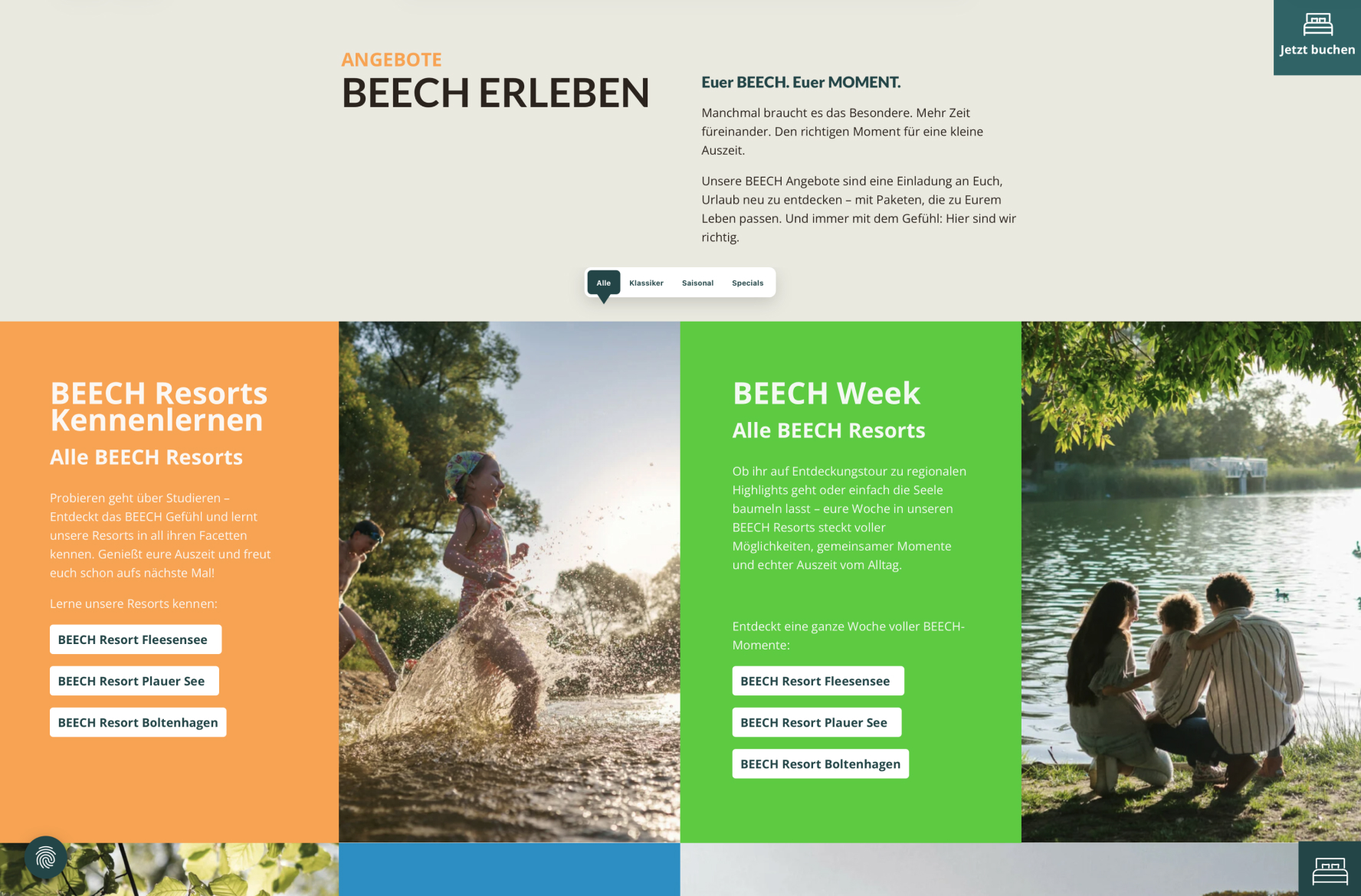 FLOW4 Webdesign Referenz BEECH Resorts — Markenseite der Resort-Familie