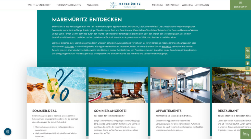 Fleesensee Case Maremüritz Yachthafen Resort Website Case