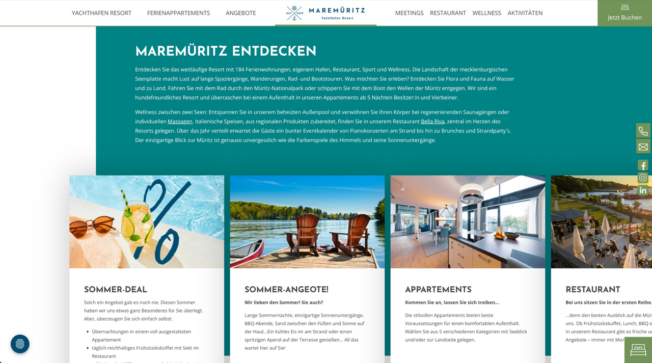 Fleesensee Case Maremüritz Yachthafen Resort Website Case
